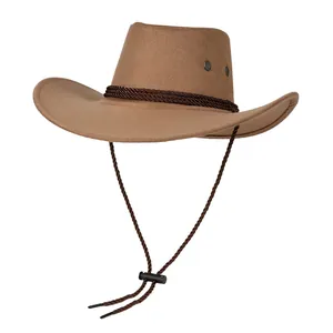 Detalle del sombrero de vaquero con orificios de ventilación y banda trenzada