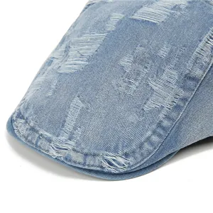 Vintage Denim Baskenmütze im gewaschenen Design mit modischen Used-Look Details