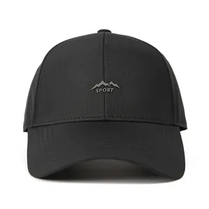 Schwarze Herren-Mesh-Baseballkappe mit Bergsport-Icon für atmungsaktiven Sonnenschutz
