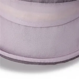 Lavender breathable mesh sun hat for elderly women showing detail of fabric and stitching