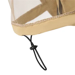 Outdoor sun hat with mosquito mesh net and adjustable toggle for fishing and camping