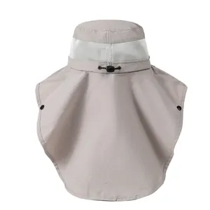 Breathable outdoor sun hat with neck flap and mesh vents for fishing and hiking
