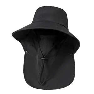 Detail of waterproof fishing hat with breathable mesh and detachable face neck cover