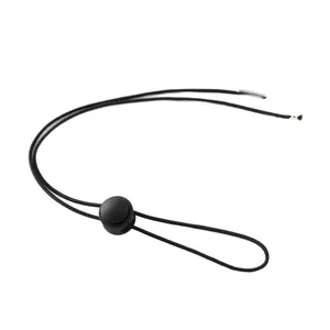 Adjustable black elastic windproof cord with spring buckle for hats and clothing