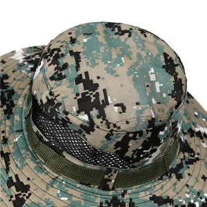 Digital camouflage sun hat for men with wide brim and mesh vents for outdoor fishing