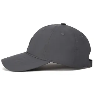 Quick-dry dark grey baseball cap for outdoor sports with breathable fabric and adjustable strap