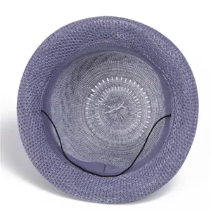 Lavender purple breathable knit sun hat for women with adjustable windproof chin strap