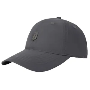 Quick-dry dark grey baseball cap for men, outdoor sun protection sports hat with shield logo