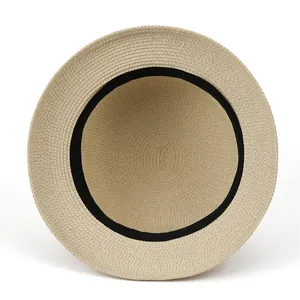 French style straw sun hat with floral pearl detail and fine spiral weaving pattern