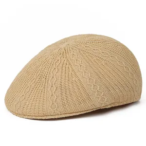 Coppola in Maglia Vintage da Donna Berretto Traspirante Traforato Estivo Tinta Unita Cappello Newsboy Piatto Retrò Protezione Solare Pittore