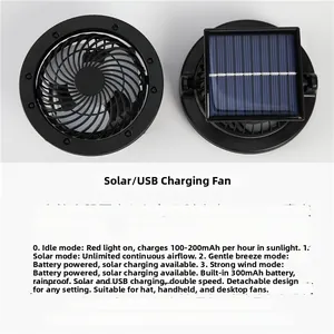 Ventilador solar y USB para sombreros con batería de 300mAh y varios niveles de velocidad