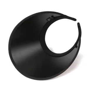 Women's wide brim black sun visor hat with UPF50+ UV protection and open top design