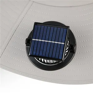 Sombrero de sol con doble ventilador solar de ala ancha y tela impermeable de secado