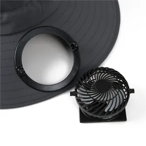 Chapeau de soleil avec ventilateur solaire amovible pour activités de plein air gris