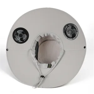 Sombrero de sol con doble ventilador solar para senderismo y pesca con ala ancha