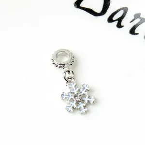 Weihnachten Schneeflocke Anhänger Legierung Zirkonia Emaille Perle Für DIY Schmuckherstellung Winter Damen Accessoire