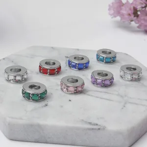 Perle distanziatrici in zircone colorato con base in metallo per bracciali e collane DIY