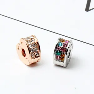 Rose gold heart stopper bead with sparkling crystals for DIY charm bracelets