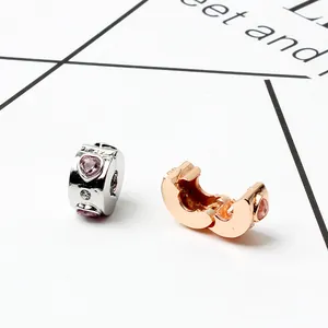 DIY heart charms in silver and rose gold with pink crystals for custom bracelets