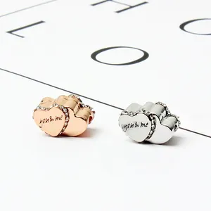 Abalorio De Doble Corazón Aleación Strass Perlas Grabado You And Me DIY Pulsera Accesorios Para Mujer Joyería Regalo