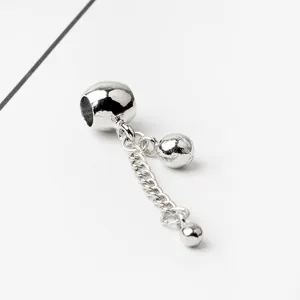 Simple Alloy Round Bead Pendant DIY Jewelry Accessory For Pandora Style Bracelet Women Fashion Mirror Polished Jewelry Charm