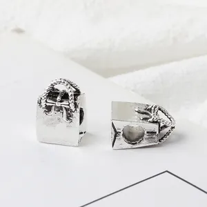 Vintage silver alloy handbag bead charms for DIY bracelets with bow and rope handle