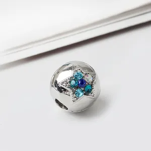 Perlina a Stella in Lega Argento con Strass per Creazione Gioielli Fai-da-Te Bracciale Cristallo Blu Bianco Ciondolo Stella