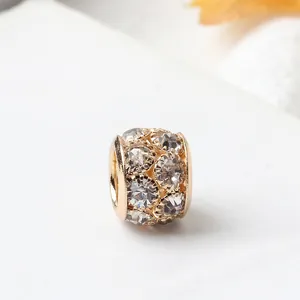 Amuletos de Lujo de Aleación con Strass Chapados en Oro Cuentas Brillantes para Bricolaje Joyería Pulsera Collar Mujer