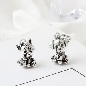 Retro-Hundeanhänger aus Silberlegierung mit Bulldogge und Labrador für DIY-Armbänder