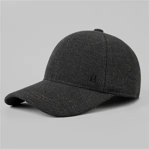 Men's Winter Woolen Baseball Cap With Ear Flaps Thickened Warm Cold Proof Hat For Elderly Father Grandfather Casual Headwear