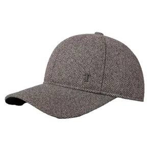 Berretto da baseball invernale in tweed da uomo con paraorecchie e logo a T