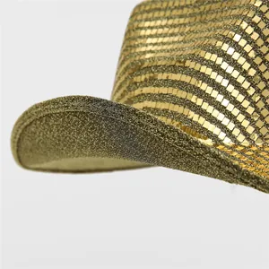 Sparkly gold cowboy hat with sequins and glitter for festive stage party events
