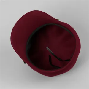 Béret en laine bordeaux pour femme avec cordons de réglage internes et doublure douce