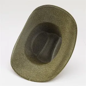 Sparkly metallic green sequins cowboy hat with wide brim for party and festive events