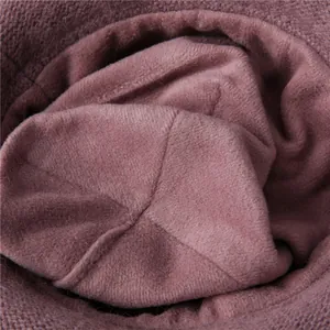 Winter knit hat for elderly women with thick thermal plush fleece lining and ear protection
