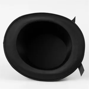 Sombrero de copa negro clásico con cinta de canalé para magia y eventos formales