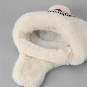 Bonnet d'hiver en tricot épais avec doublure en fausse fourrure et pompon en peluche