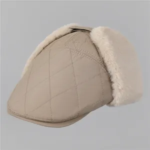 Chapka d'Hiver pour Femmes Doublée en Fourrure Synthétique Bonnet d'Aviateur Matelassé Protection des Oreilles Coupe-vent Thermique pour Cyclisme