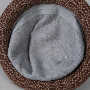 Winter wool knit bucket hat for elderly women with thick thermal warm fleece lining