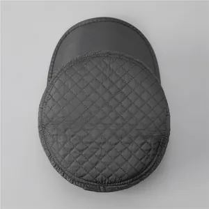 Men's gray flat top cap with diamond quilted pattern for autumn and winter warmth