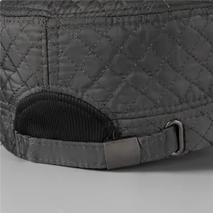 Men's dark gray quilted flat cap with waterproof fabric and metal adjustment buckle
