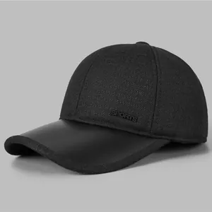 Men's Warm Winter Baseball Cap With Ear Flaps Thickened Cotton Blend Sports Hat For Elderly Father Outdoor Windproof