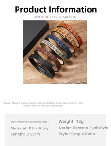 Detail of multi-color PU leather bracelets with star embossing and magnetic clasp