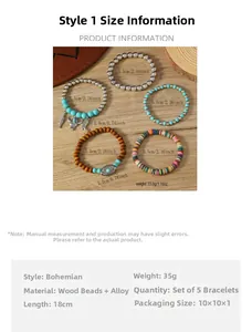 Información de tallas para pulseras de cuentas estilo western con medidas y peso detalle