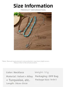 Detail view of bohemian necklace set with turquoise beads and cactus pendant details