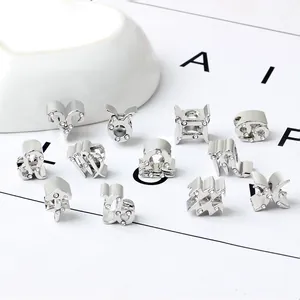 Perles zodiacales argentées avec strass pour bracelets DIY sur plat cœur
