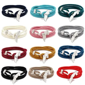 Bracelet Nautique en Corde Tressée Queue de Baleine Pour Hommes Femmes Bracelet Multi-Rangs en Cordon Milan Bijoux Marine Décontractés