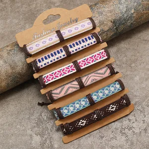 Set di 6 braccialetti dell'amicizia intrecciati boho con motivi geometrici