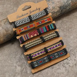 Set di 6 braccialetti dell'amicizia intrecciati a mano in stile etnico boho