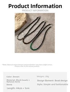 Detail of natural stone cylinder necklaces with 44cm+5cm adjustable length specifications
